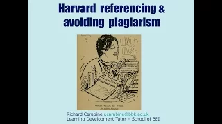 Study Skills Workshop 04 - Harvard referencing, avoiding plagiarism