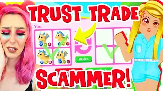 I Did A Trust Trade.. A Scammer Tried To Steal My Legendary Golden Unicorn! Roblox Adopt Me