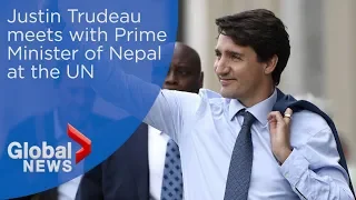 Justin Trudeau meets with the PM of Nepal at the United Nations