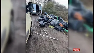 Villagers catch fly-tippers dumping rubbish and block their escape (UK) 13/Feb/2024