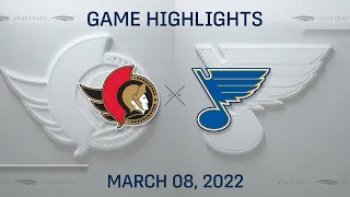 NHL Highlights | Senators vs. Blues - Mar. 8, 2022