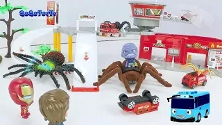 Iron Man & Marvel Tayo The Little Bus Garage Toy Sneak Monster Spider attack Chuggington Friends