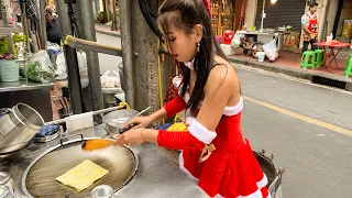 Thai street food - most famous banana roti lady in bangkok