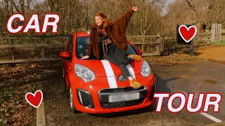 MY NEW 2023 CAR TOUR!! I Bought My First Car (Red Citroen C1) - What's in My Car ??? 🚗