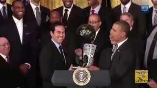 President Obama Congratulates honor Miami Heat 2013 NBA Champions at White House 1/14/2014