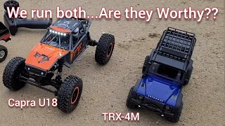 First runs with the New TRX4-M and Capra U18...Panda Hobby comparison👀 #traxxas #axial #rccrawler