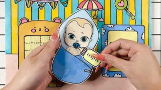 [🐾paper diy🐾] Baby Boss - Babysitting👶🍼 Baby care tutorial 놀이 종이 | ASMR