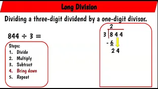 LONG DIVISION - 3 digit by 1 digit (with a remainder)#dividend #quotient #divisor #number #division