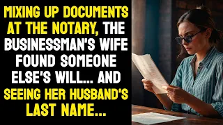 Mixing up documents at the notary, the businessman's wife found someone else's will. And seeing...