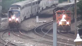 8 Hours Late Amtrak Southwest Chief 4 and BNSF EB TXUX Coal Train. Kansas City, MO 6/19/21