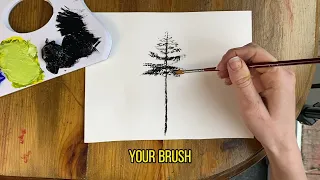 Fan brush techniques - Paint a pine tree and grass