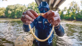 What Will I Find Scuba Diving Under URBAN Bridge?! (Huge Gold Necklace)
