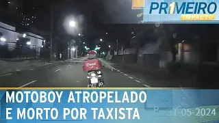 Novas imagens mostram motoboy sendo atingido por taxista no RJ | Primeiro Impacto (07/06/24)