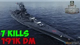 World of WarShips | Tirpitz B | 7 KILLS | 191K Damage - Replay Gameplay 4K 60 fps