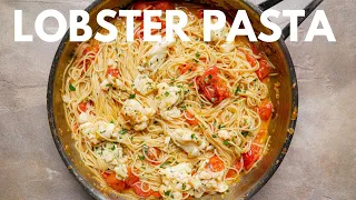 Buttered lobster pasta with cherry tomatoes