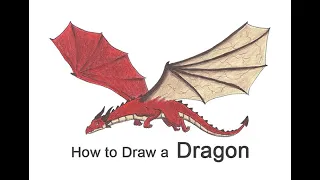 How to Draw a Dragon Flying (Color)