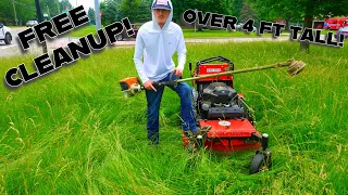 We MOWED all of this for FREE! (Satisfying cleanup)