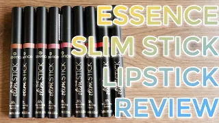 ESSENCE THE SLIM STICK LIPSTICK REVIEW // All shades of the new Essence lipsticks incl. lipswatches