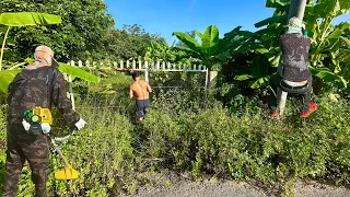 THEMAN could not cut the overgrown grass HOUSE by himself so we help cleanup TRANSFORM the gate yard