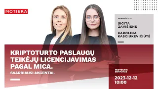 Kriptoturto paslaugų teikėjų licencijavimas pagal MICA.  Svarbiausi akcentai.