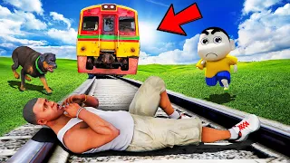 SHINCHAN AND FRANKLIN GOT TRAPPED ON TRAIN TRACKS & TRIED RIGHT WRONG CHALLENGE IN GTA 5