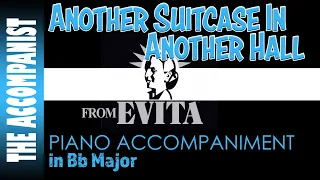 ANOTHER SUITCASE IN ANOTHER HALL from EVITA - Piano Accompaniment in Bb - Karaoke lyrics onscreen