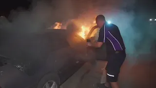 FedEx driver pulls man to safety from a burning car seconds before it exploded in California