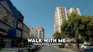 Walking an old Karachi street - Tariq Road Walk 2022 - 4k binaural city sounds🎧 || Brain Massage