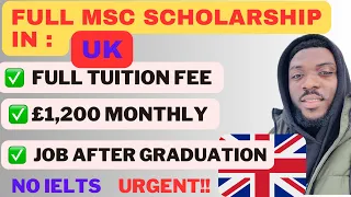 Fully Funded  Masters Scholarship in UK with Possible Employment After Graduation. Hurry‼️