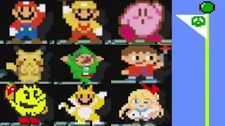 Super Mario Maker: All 153 Costume FLAGPOLE THEMES and Animations.(Mystery Mushroom Suits/Amiibos)