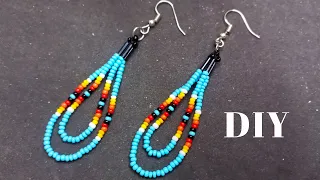 Beaded earrings/Loop beaded earrings tutorial with Seed beads