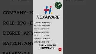 Hexaware hiring bpo - executive 2023 #hexaware | latest job updates | daily job updates | jobs 2023