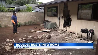 Second boulder busts through wall of home on Oahu