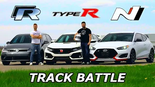 2019 VW Golf R vs Civic Type R vs Veloster N - TRACK REVIEW // DRAG RACE & LAP TIMES