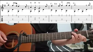 Joy To The World - Easy Fingerstyle Guitar Playthrough Tutorial Lesson With Tabs