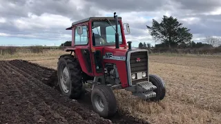 MF 590 and MF 160 4 furrow