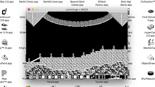 Mac Lemmings (B&W) running on MACE (with sound)