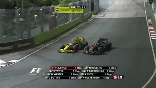 Robert Kubica overtake on Sebastien Buemi Singapore GP 2010