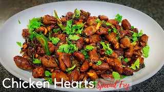 How to make Chicken Hearts Special Fry | Variety Recipe | Kerala Style | Spicy Chicken Heart Recipe