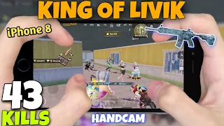 KING OF LIVIK🔥iPhone 8 PUBG Test 4 Finger Claw Gyroscope HANDCAM | PUBG MOBILE