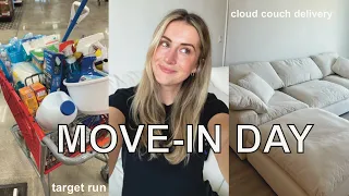 MOVING VLOG 1: apartment move-in day, cloud couch dupe ☁️  + living alone