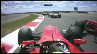 Felipe Massa onboard contact with Fernando Alonso British GP 2010