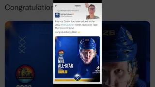 RASMUS DAHLIN is replacing Tage Thompson at the #nhl All Star Game #shorts #hockey #buffalo #sports