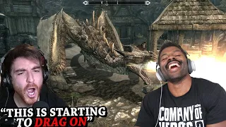 Skyrim, but if I say "dragon" then 10 dragons spawn | The Chill Zone Reacts