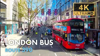 London Bus Ride, Route 390, Double Decker, 4K Virtual Tour