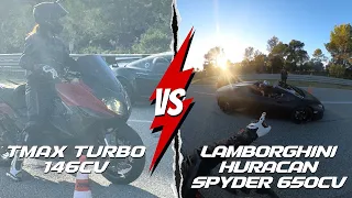 LAMBORGHINI HURACAN SPYDER VS TMAX TURBO 🔥 😈