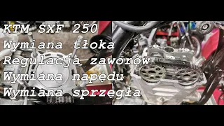 KTM SXF 250 model 2020. Regulacja zaworów, wymiana tłoka, sprzęgła, napędu. Część druga.