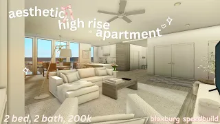 ♡ aesthetic high rise apartment | 200k no large plot | bloxburg speedbuild ♡