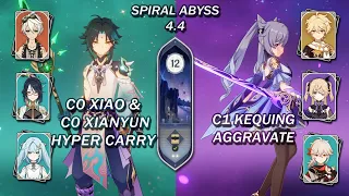 C0 Xiao Hyper carry [Xianyun] & C1 Keqing Agrravate | Spiral Abyss 4.4 | Genshin Impact |
