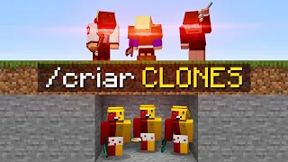 3 CAÇADORES VS 1 SPEEDRUNNER mas posso CRIAR CLONES no minecraft! (3 Caçadores vs 1 Youtuber)